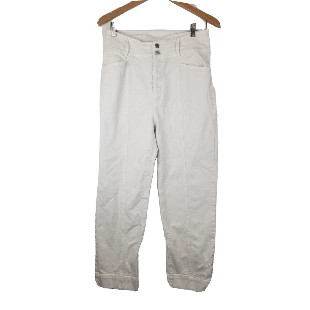 Ann Taylor Women Curvy Fit Ivory RETRO high rise straight Jeans Size 8‎
